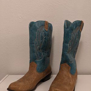 Turquoise and Tan Cowboy Boots